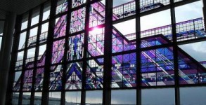 Stained glass window at Rochester airport