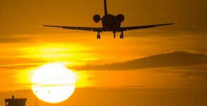 Sunset over Barcelona Airport