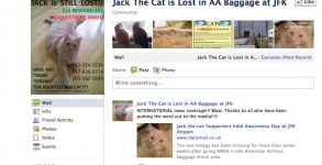 The Facebook page of the missing cat