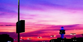 Sao Paulo's Guarulhos Airport at dusk