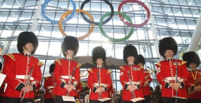 Giant Olympic rings at Heathrow's terminal 5 revealed